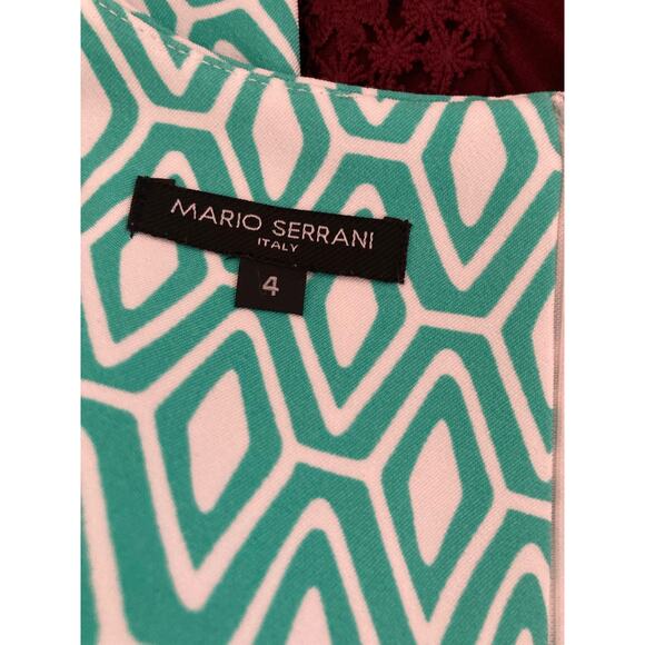 Mario Serrani Women's Sheath Dress Size 4 Green White Made In Italy - Picture 5 of 8